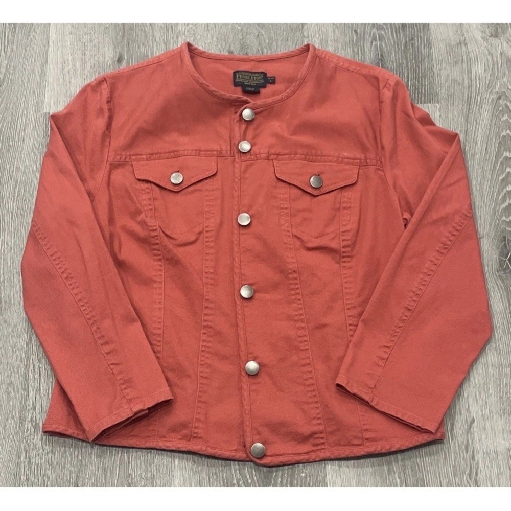 Pendleton Woolen Mills Orange Button Front Long Sleeve Casual Jacket Women's PL